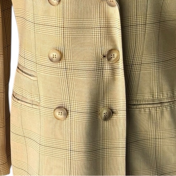Evan Picone 100% Silk Plaid Double Breasted Blazer Size 12 - Picture 4 of 9